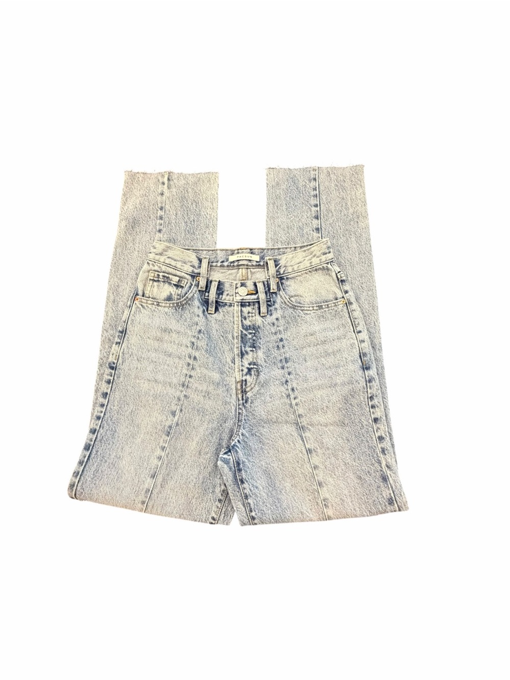 PacSun Light Indigo Seamed Dad Jeans Women’s Size 26 Denim Raw Hem Cut Out Waist